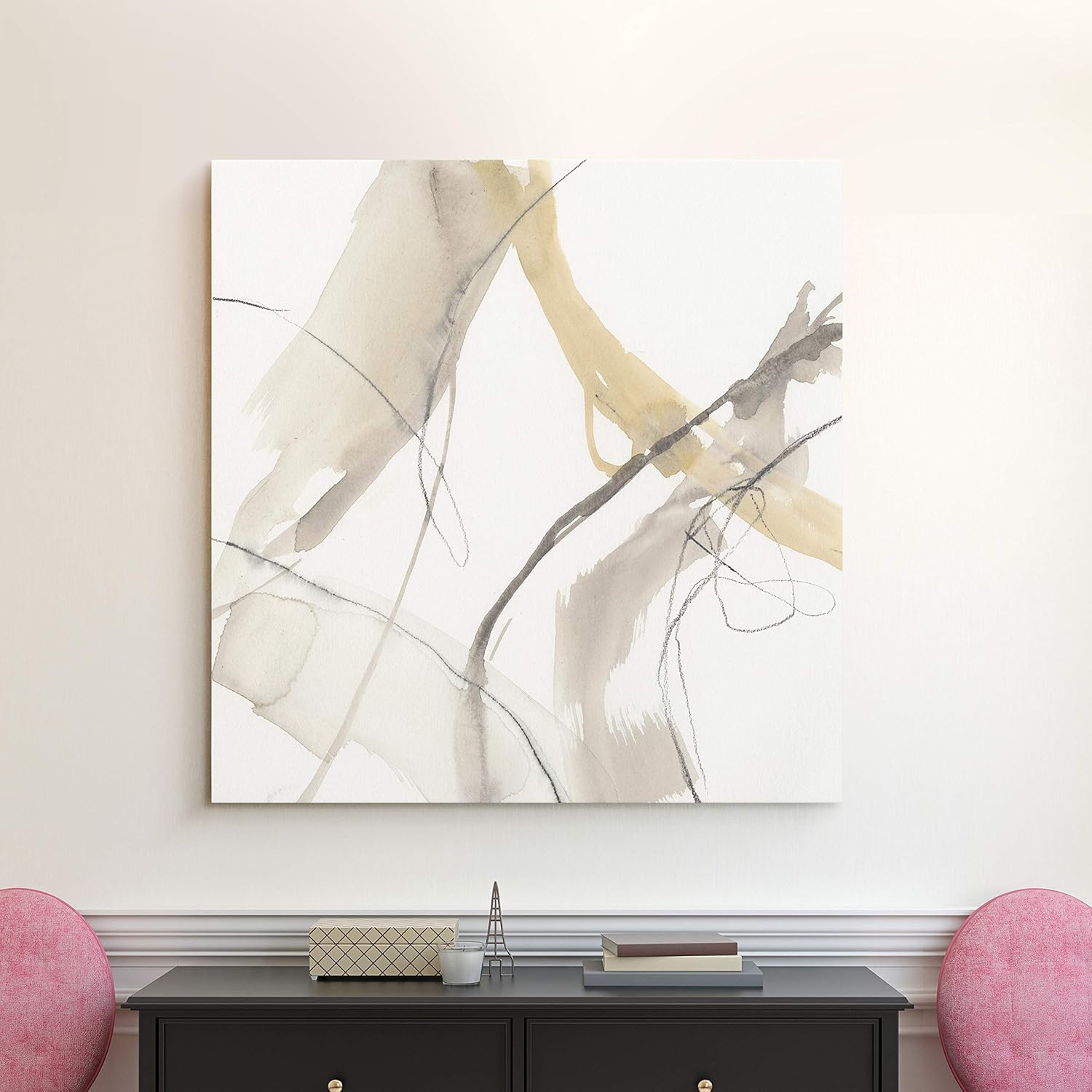 Renditions Gallery Abstract Wall Art, Wall Décor Canvas, Animals, Flowers, Coastal, Geometric, and Vibrant Colors, Ready to Hang - Neutral Momentum IV 24X24