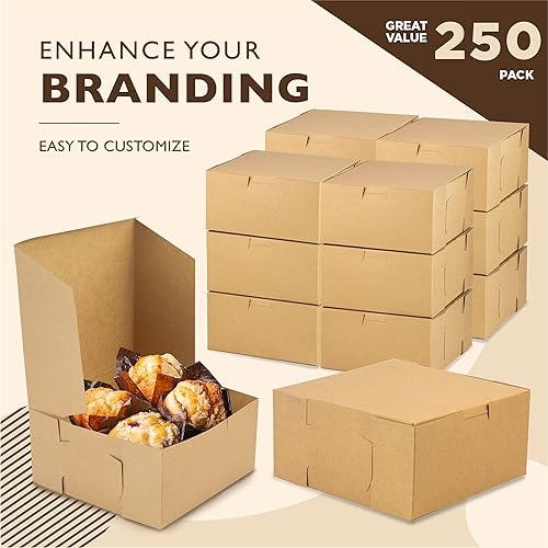 Miniatura 3 de Paquete de 25 cajas de papel kraft para tartas cajas marrones de 6 x 6 x 3 pulgadas cajas pequeñas para galletas pasteles pasteles de queso