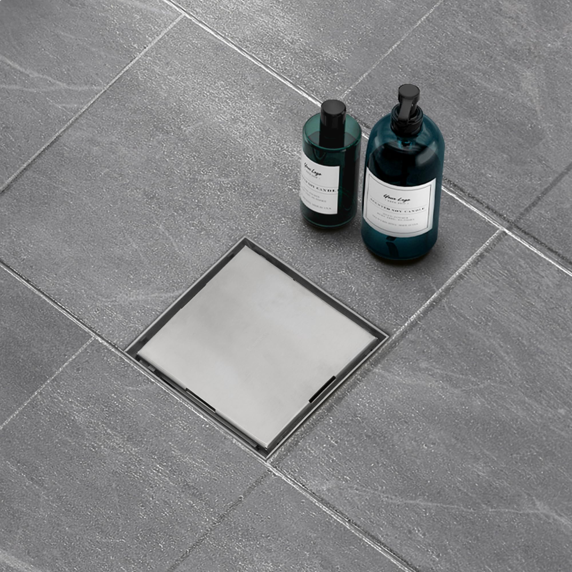 VANCOCO Scarico Doccia a Pavimento Quadrato 15×15 cm 2-in-1 Invisibile in Acciaio Inox, Sifone Orientabile 360°, Valvola Antiodori, Filtro per Capelli