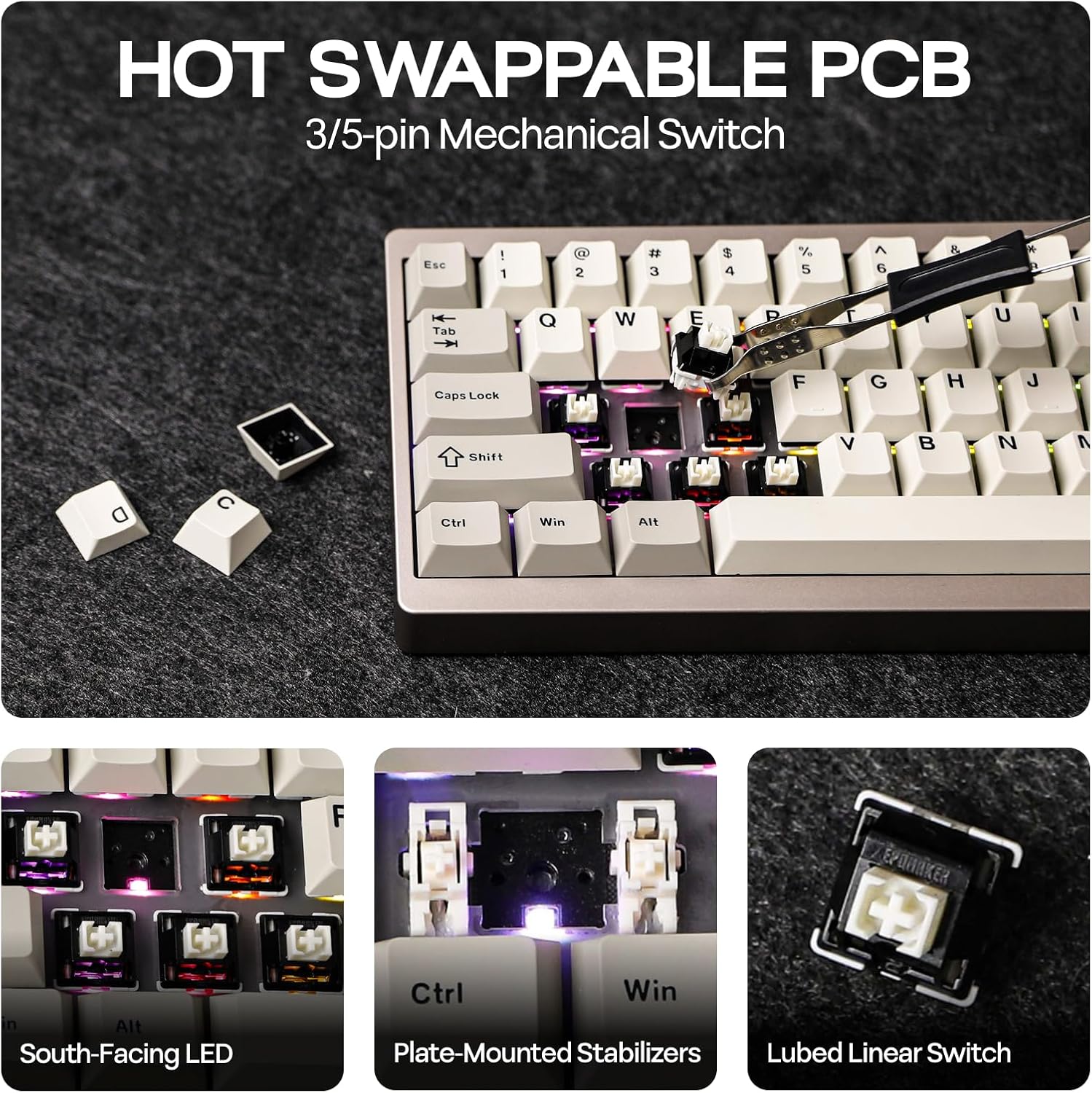 Close-up of hot-swappable PCB with switches being removed