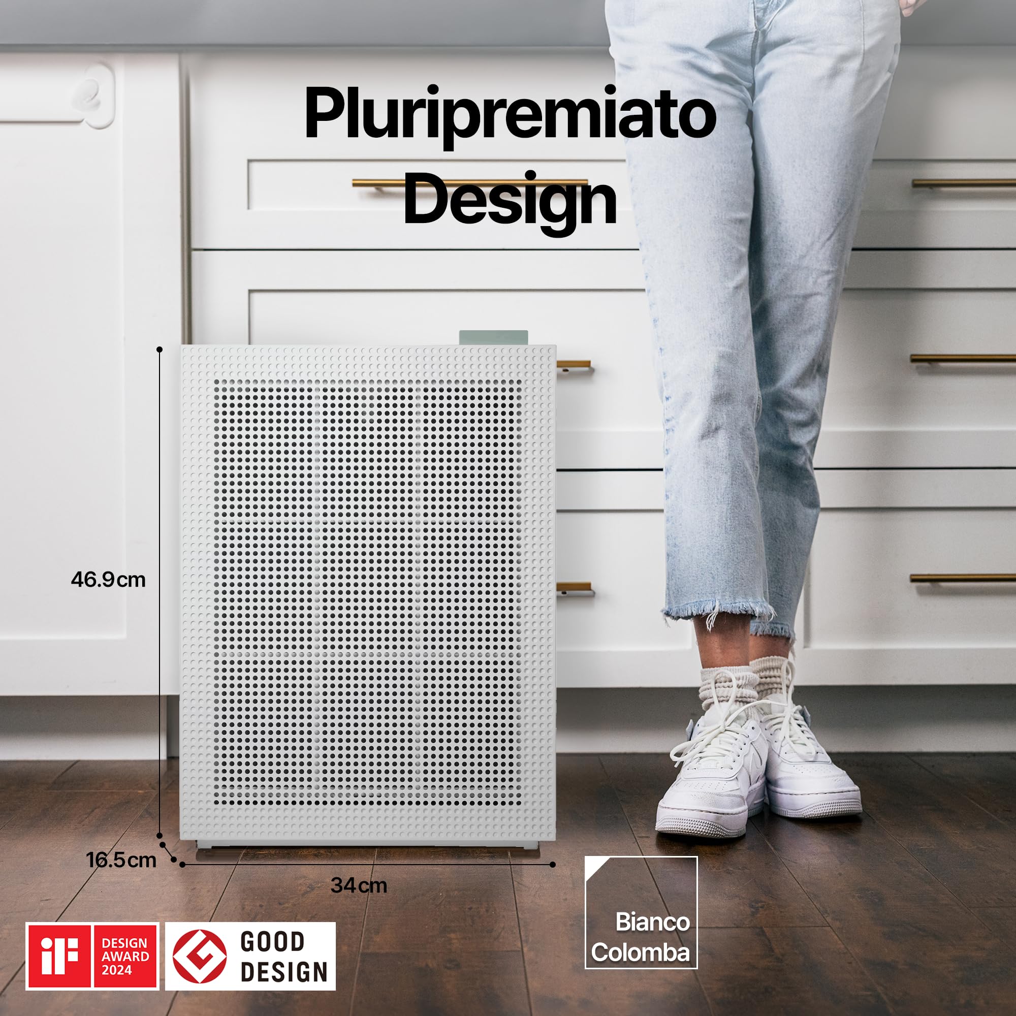 COWAY purificatore d’aria casa camera, air purifier, ECARF Quiet Mark, Sleep Mode 20 dB, prefiltro lavabile estraibile dall’alto, pulizia facile, allergie fumo polline animali, Airmega 150, Bianco