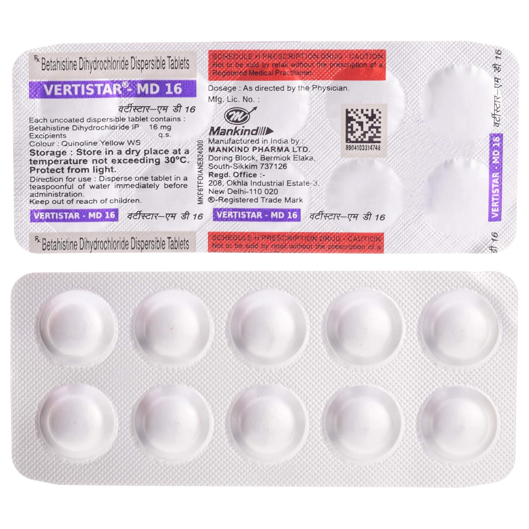 Vertistar-MD 16 - Strip of 10 Tablets