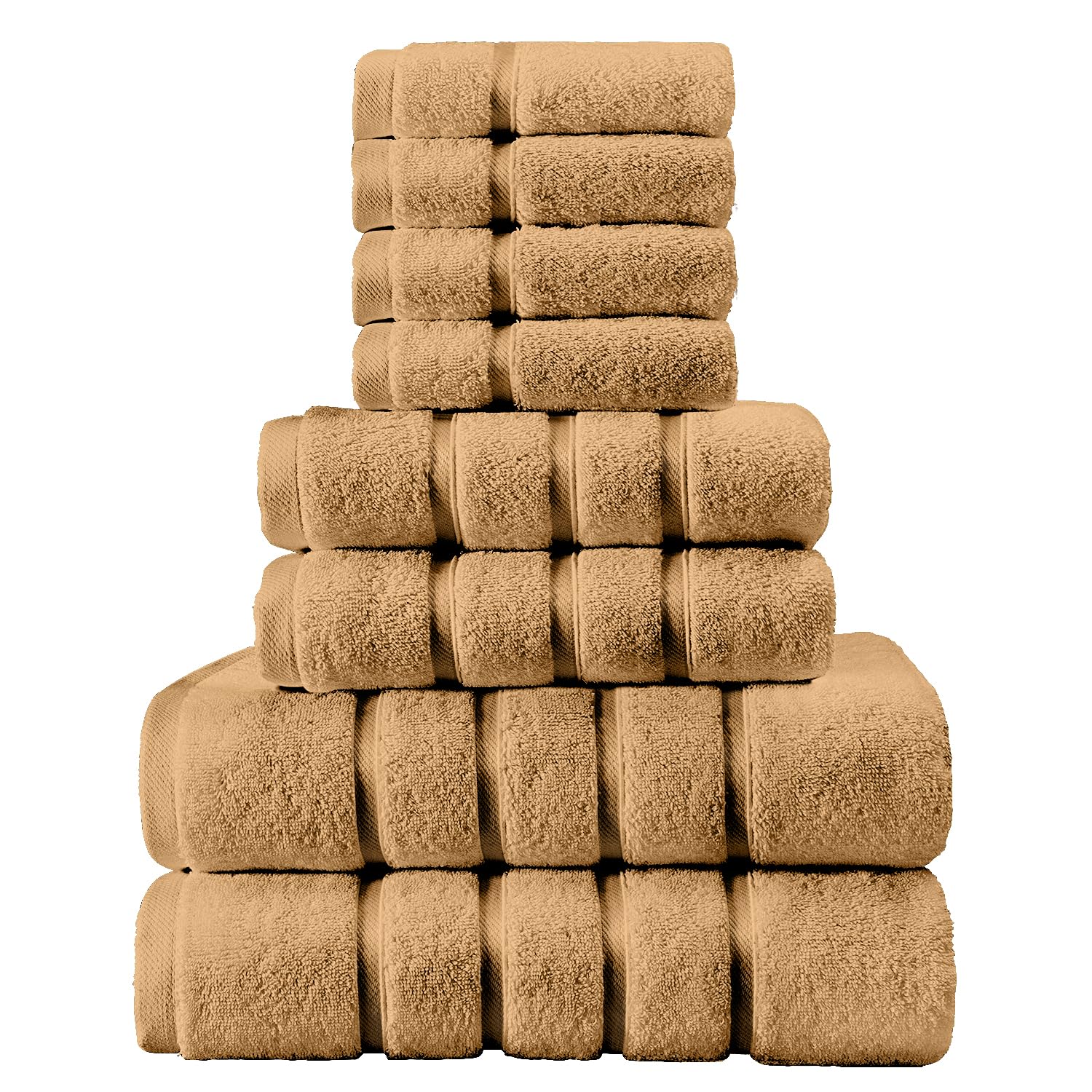 GC GAVENO CAVAILIA 8 Piece Cotton Egyptian Bath Towels Bale Set, Highly Absorbent Quick Drying Towel, Ultra Soft 4x Face 2x Hand 2x Bath Striped Towels Set, Peach — image 1