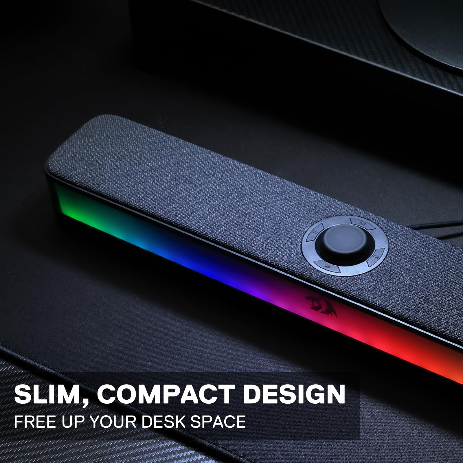 Redragon GS515 RGB Desktop-Soundbar, 2.0-Kanal Stereo-Computerlautsprecher für den Desktop mit BT 5.3, USB-C/USB-betrieben, Schwarz