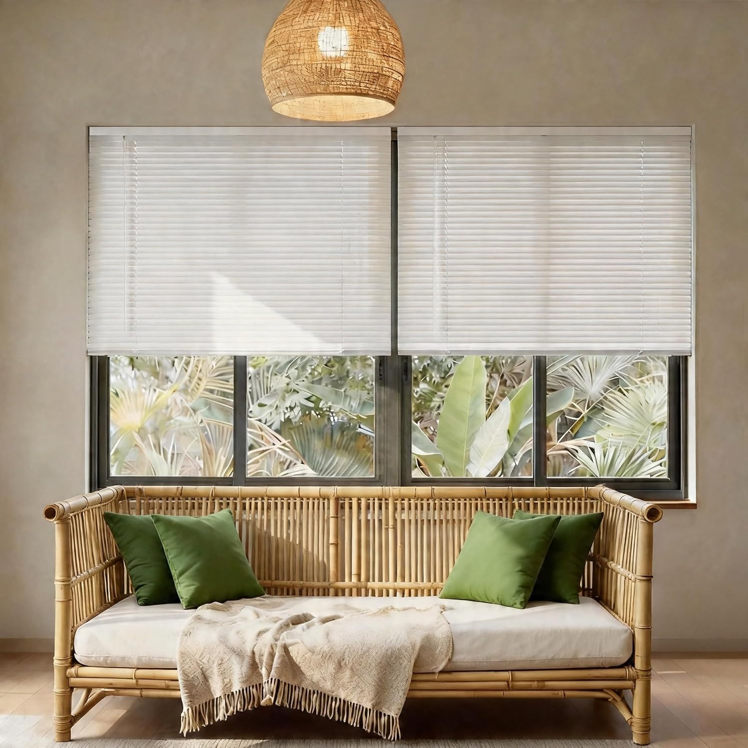 Venetian Blinds for Indoor Windows, Blackout 1 inch Mini Blinds Cordless Aluminum Blinds Blackout Window Shades for RV, Home, Office. White, 96" W x 59" H