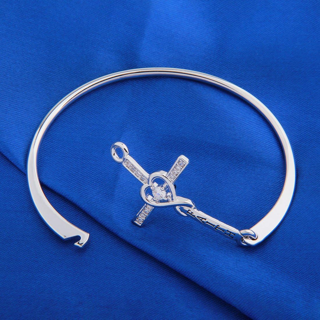 WUSUANED Infinity Love Heart God Cross With Faith Inscription Christian Bracelet Religious Gift for Women Girls - Image 4