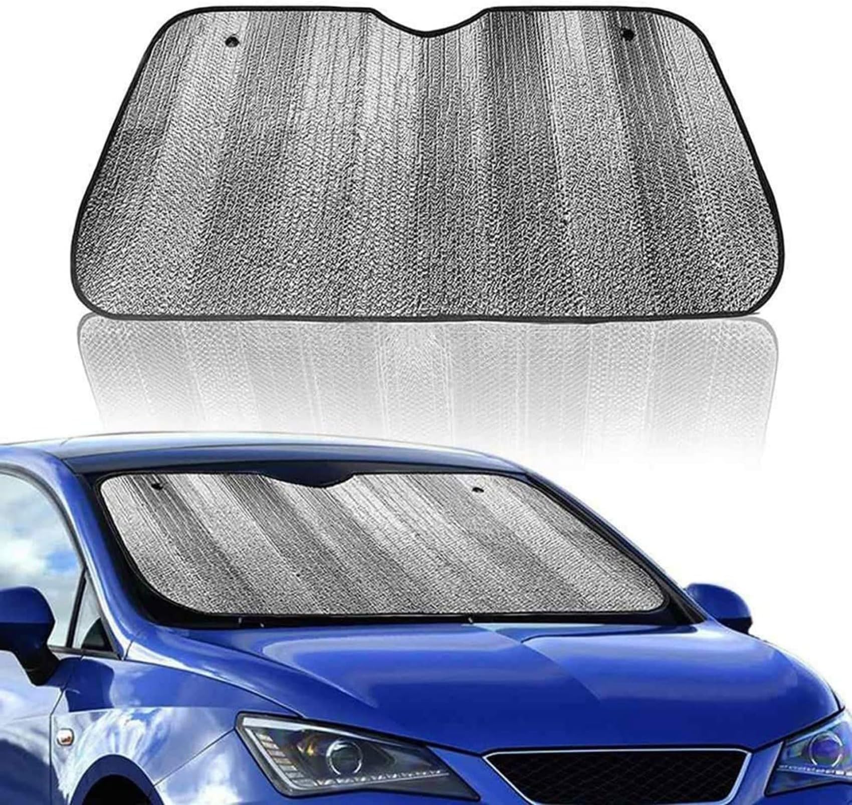 AutokraftZ Premium Foldable Sunshade | Reflective Windshield Protector | 98% UV Block | Aluminum Foil Heat Insulation | Car, Van, SUV (51x23 inch) – Keep Your Vehicle Cool & Protected!