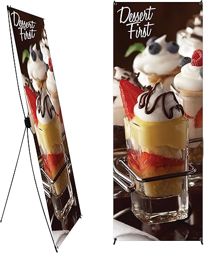 Banner personalizado en X de 24 x 62 pulgadas incluye pancarta impresa personalizada con soporte soporte pequeño económico soporte de pancarta X