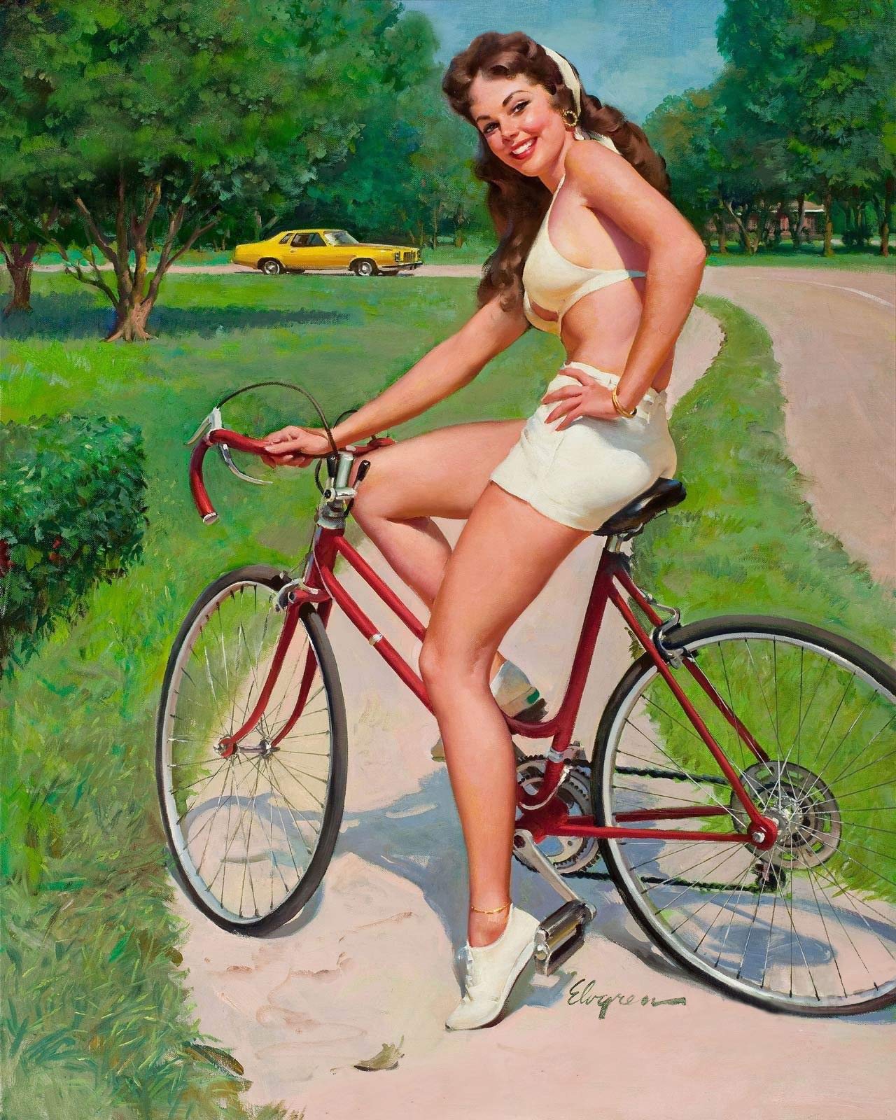 Amazon.com: MAGNET Girl On Bicycle Vintage Style Elvgren Sexy Pin