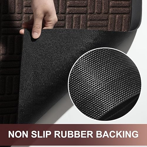 Miniatura 12 de Mibao Tapete para puerta delantera, resistente y duradero, tapete de bienvenida para interiores y exteriores, atrapador de suciedad, impermeable