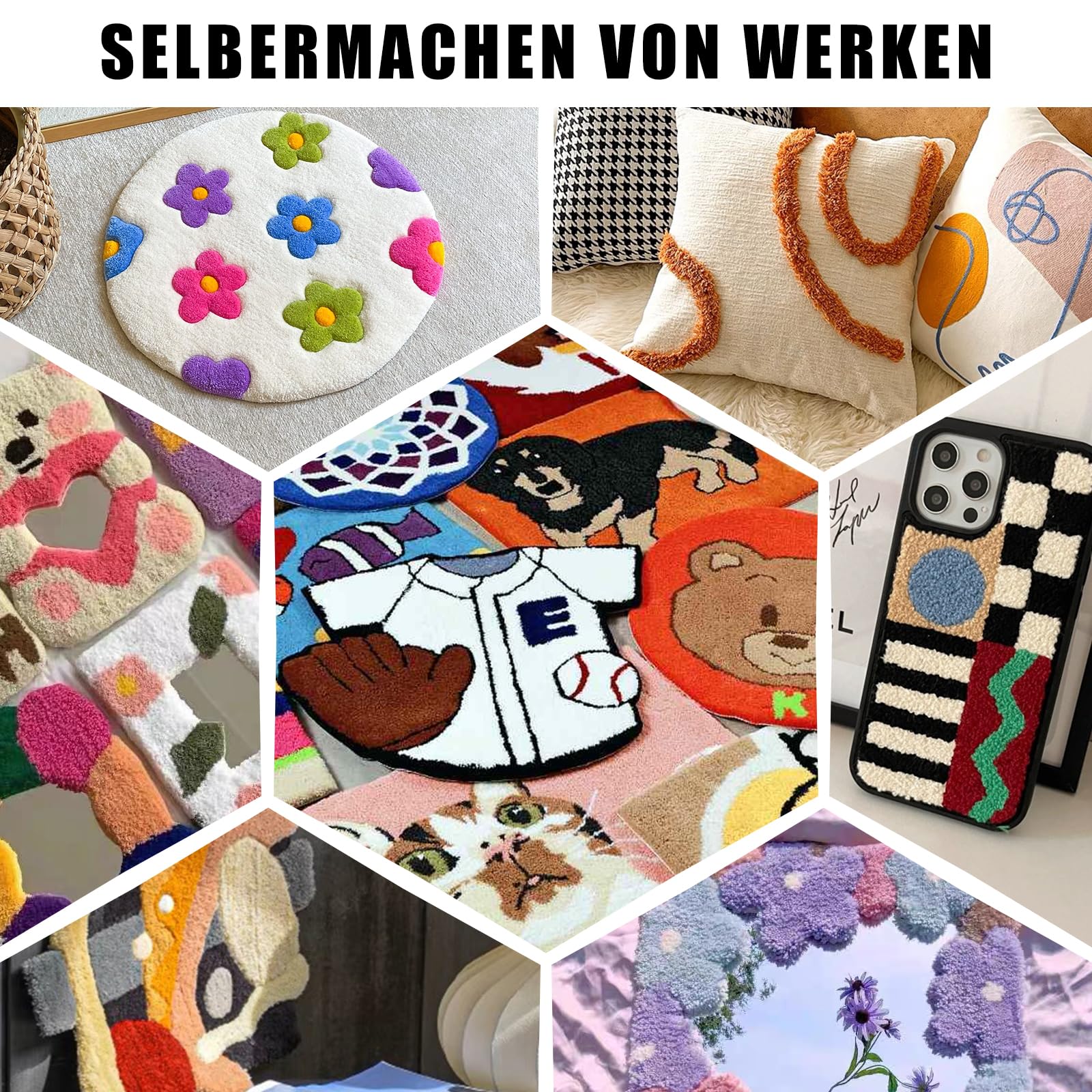 Tufting Gun Set mit Teppich Trimmer & Garn & Tufting Tuch, Teppich Tufting Pistolen Set für High-Speed Weben von Teppichen, Tufting Machine Kit DIY Tools -Blau