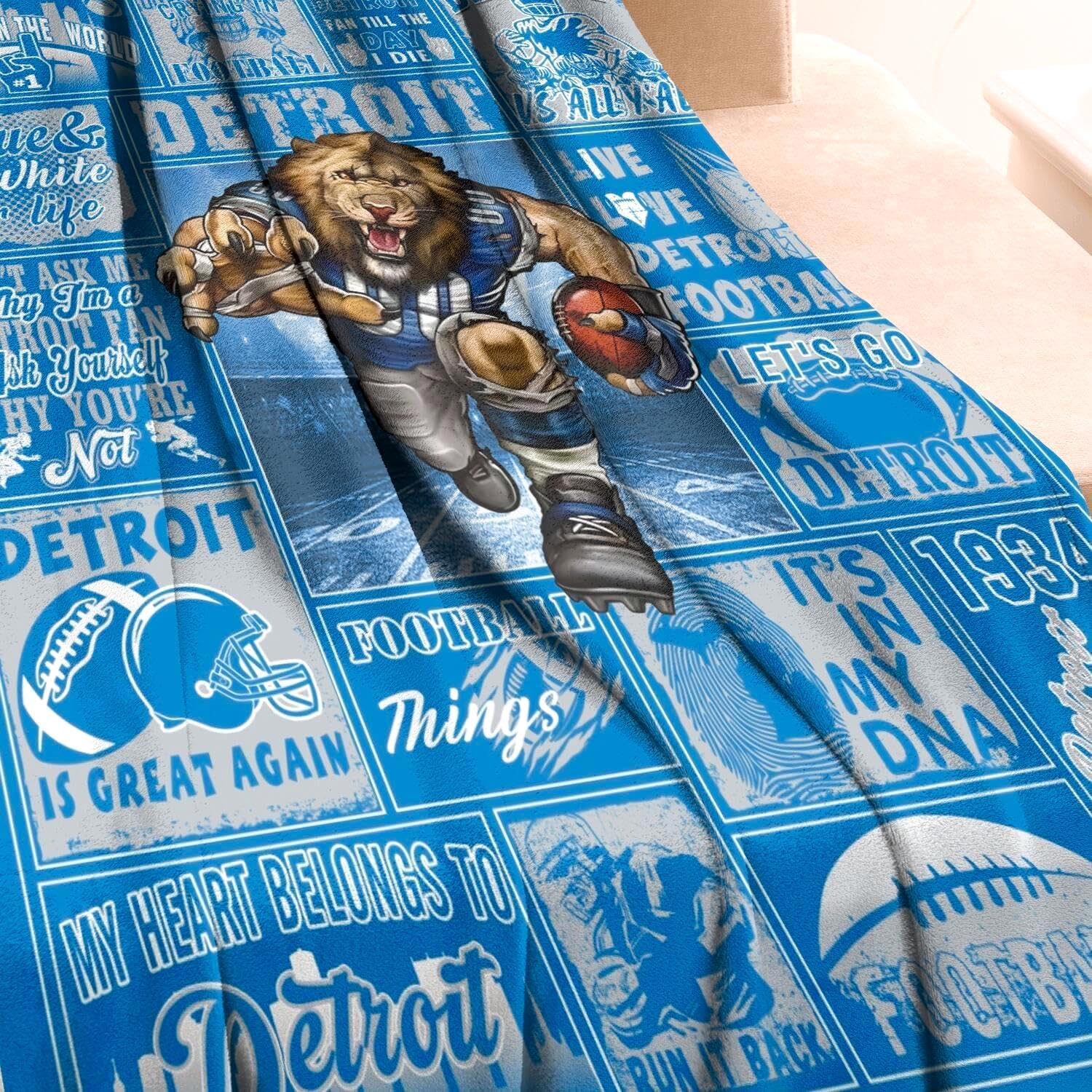 Football Blanket Gifts for Men 50" X 60", City Football Lovers Fan Gifts Merch Gear Suff Sports Fan Throw Blankets for Sofa Bed Bedroom Living Room Honolulu Blue