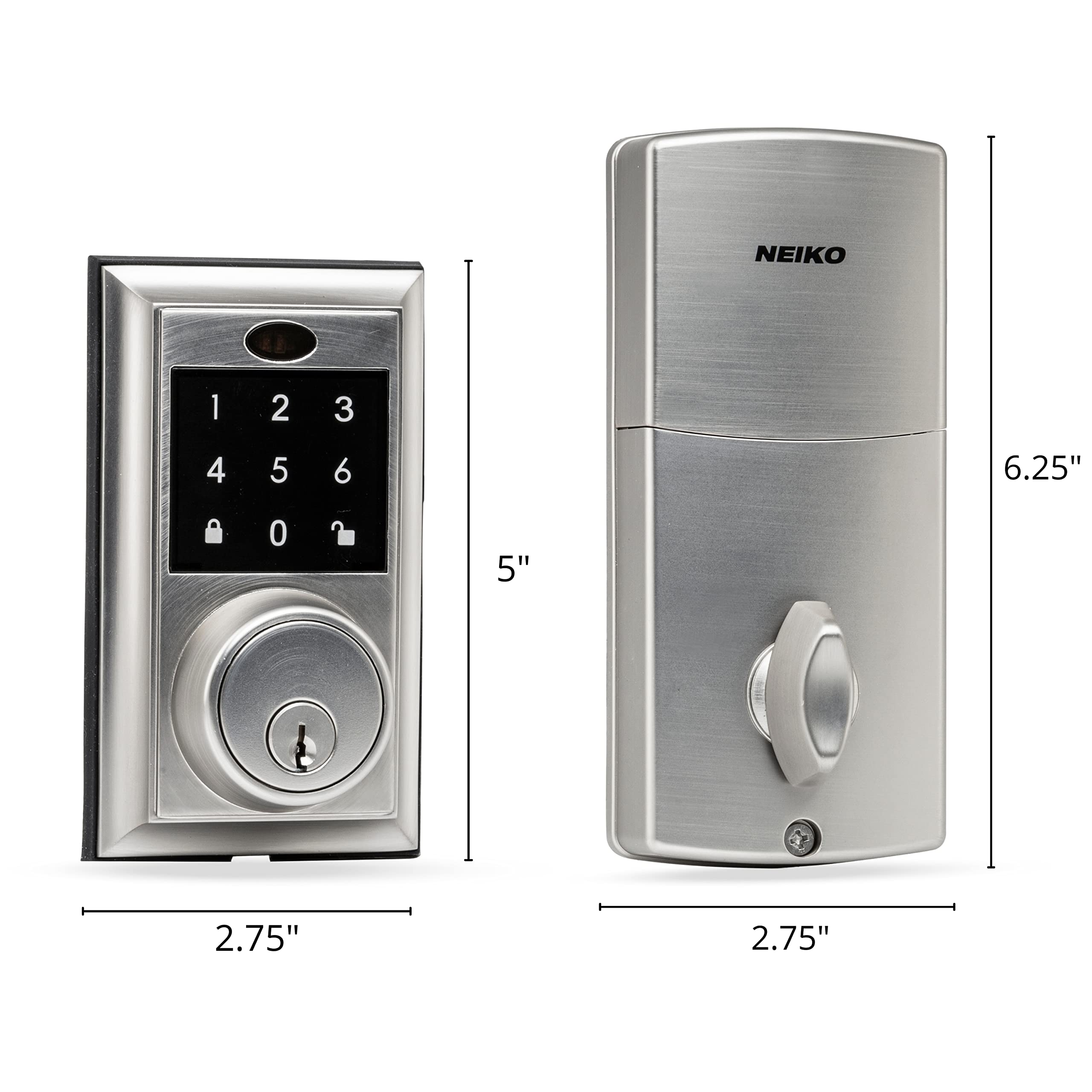 NEIKO 52905A Keyless Entry Door Lock Set - Stainless Steel & Zinc