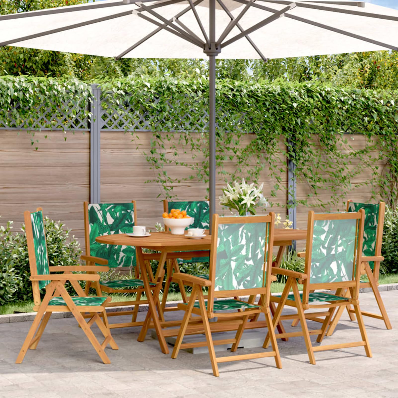 Chaises de jardin réglables lot de 6 repas terrasse et détente verte