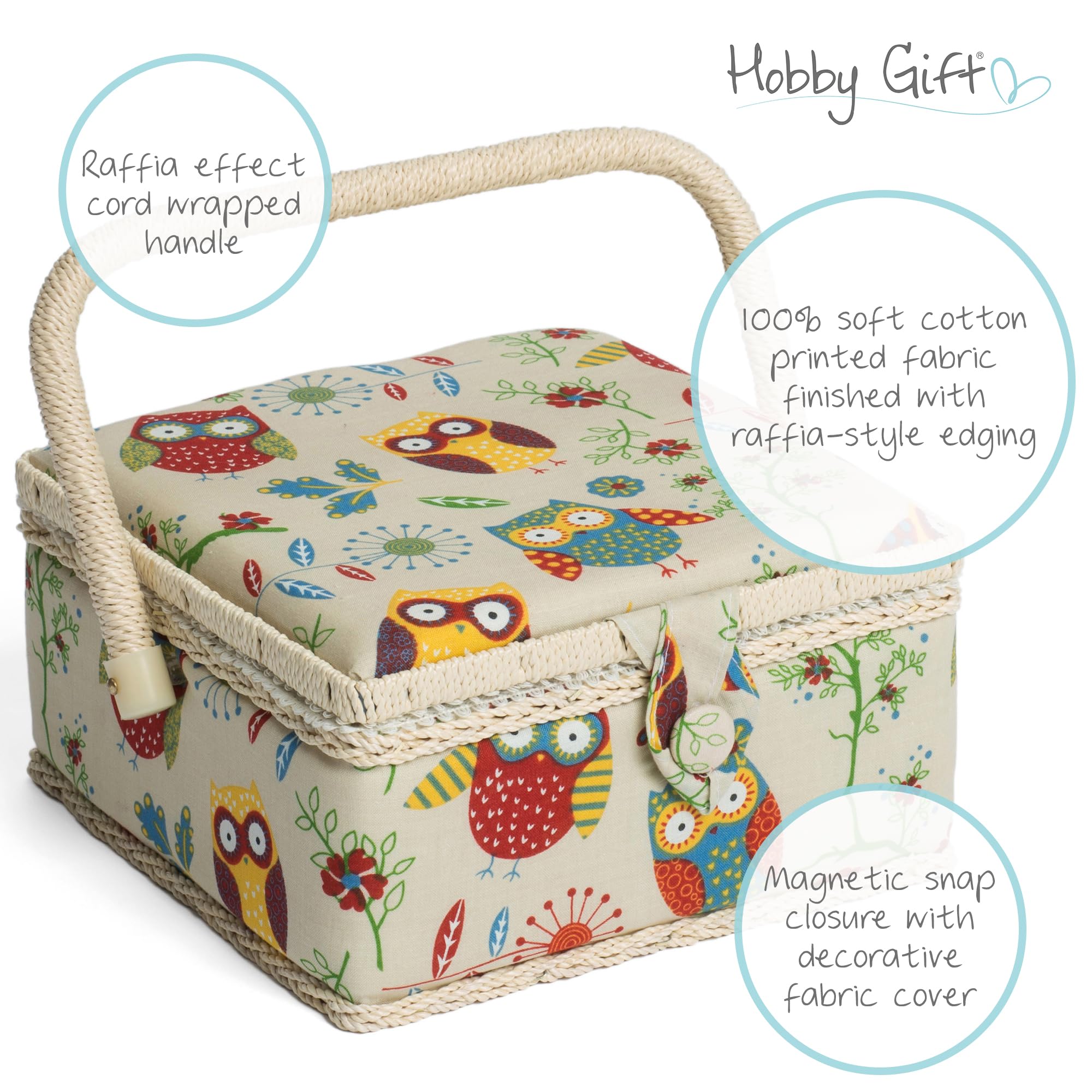 Hobby Gift Boîte De Rangement Couture My Sewing – 18,5x25,5x14,5 Cm, Plateau Accessoires, Coussin Épingles, Poignée Et Couvercle Brodé