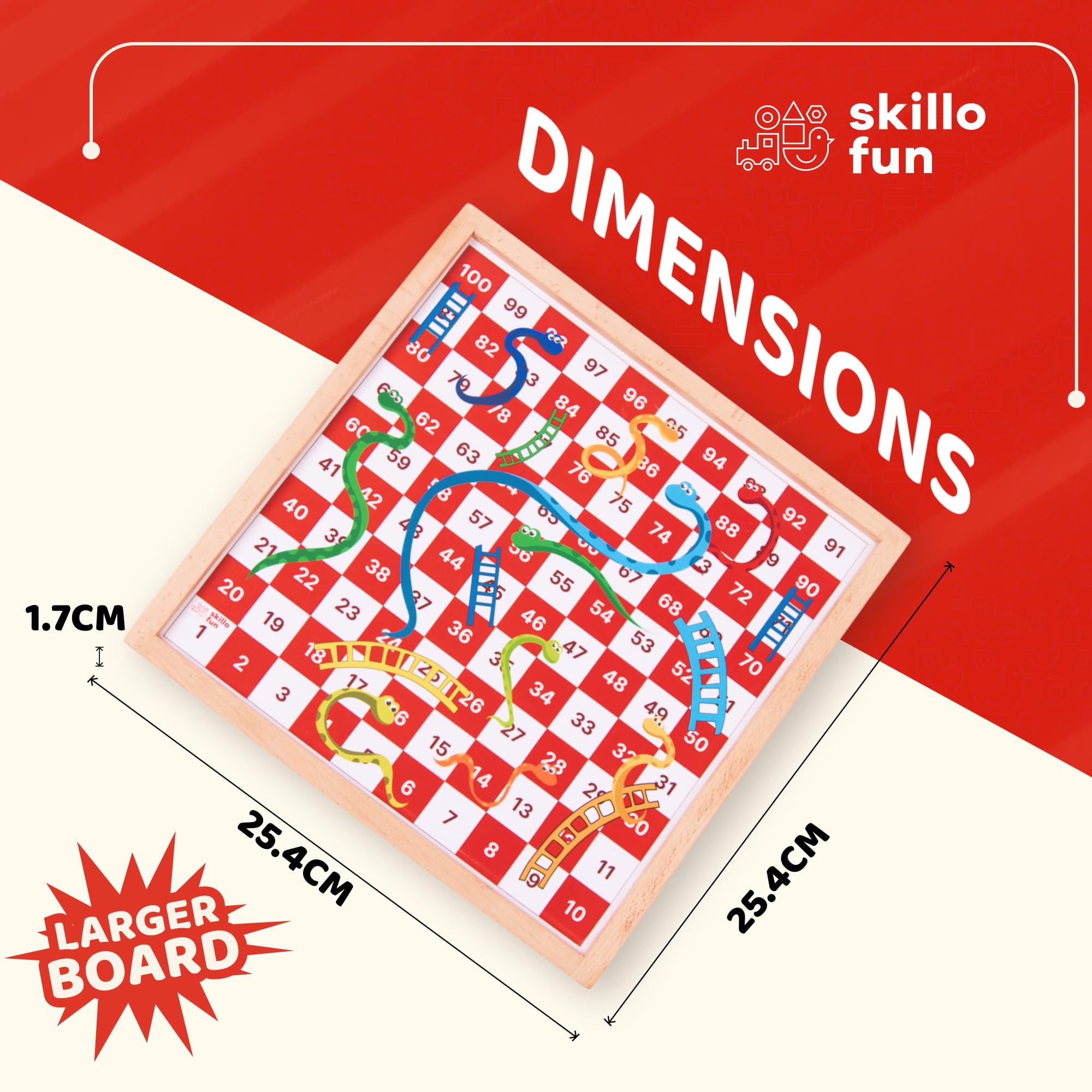 Skillofun Wooden Ludo & Snakes and Ladders Board Game Set | Magnetic Family Games for Adults and Kids | Perfect for Early Learning & Family Excitment | Beautiful Colors & Learning Fun | Board Games 1