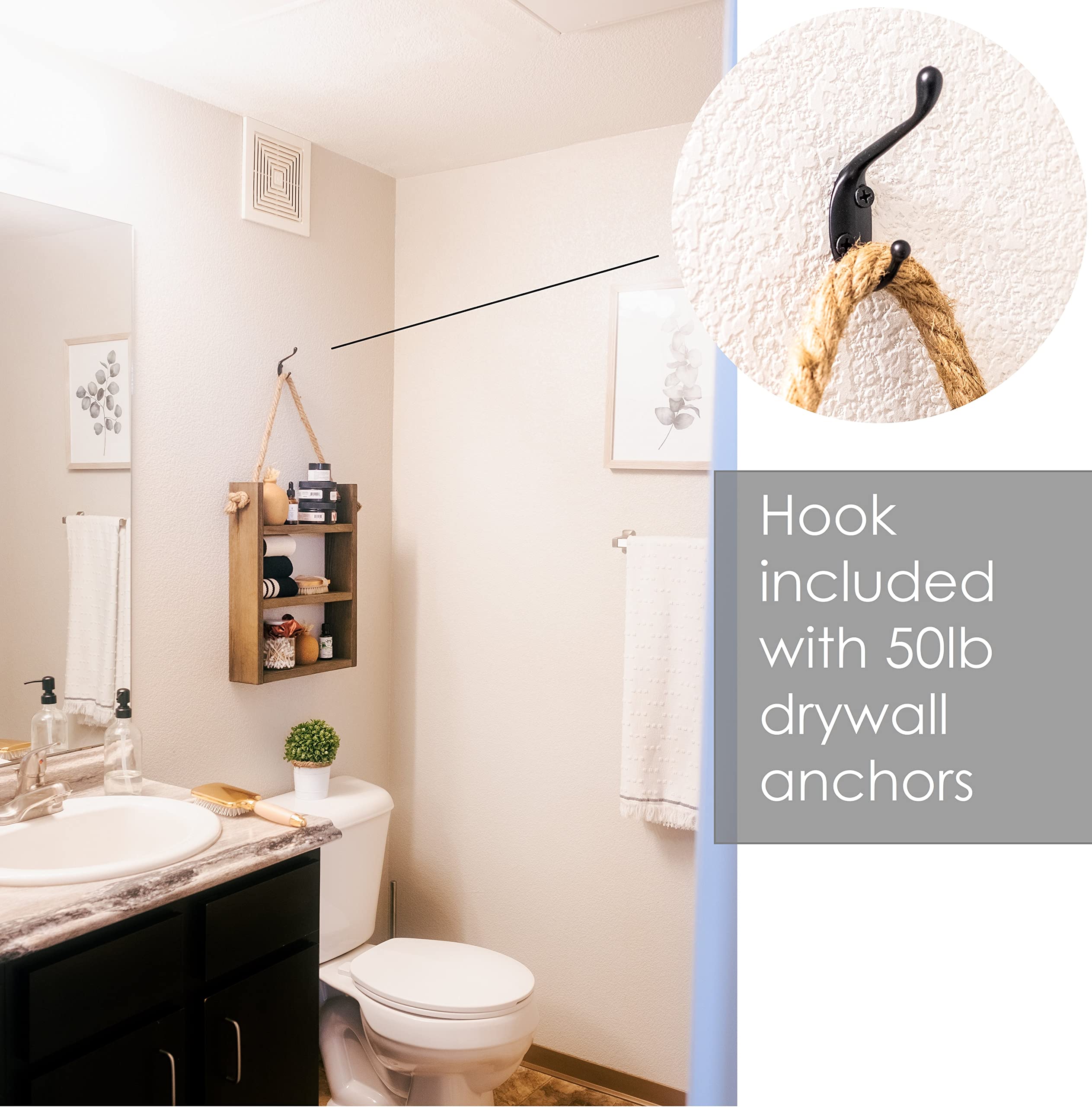 Farmhouse Bathroom Shelf Decor, Bathroom Organizer, Bathroom Decor, Towel Rack, Wall Shelf, Floating Shelf, Over The Toilet Ladder Shelf