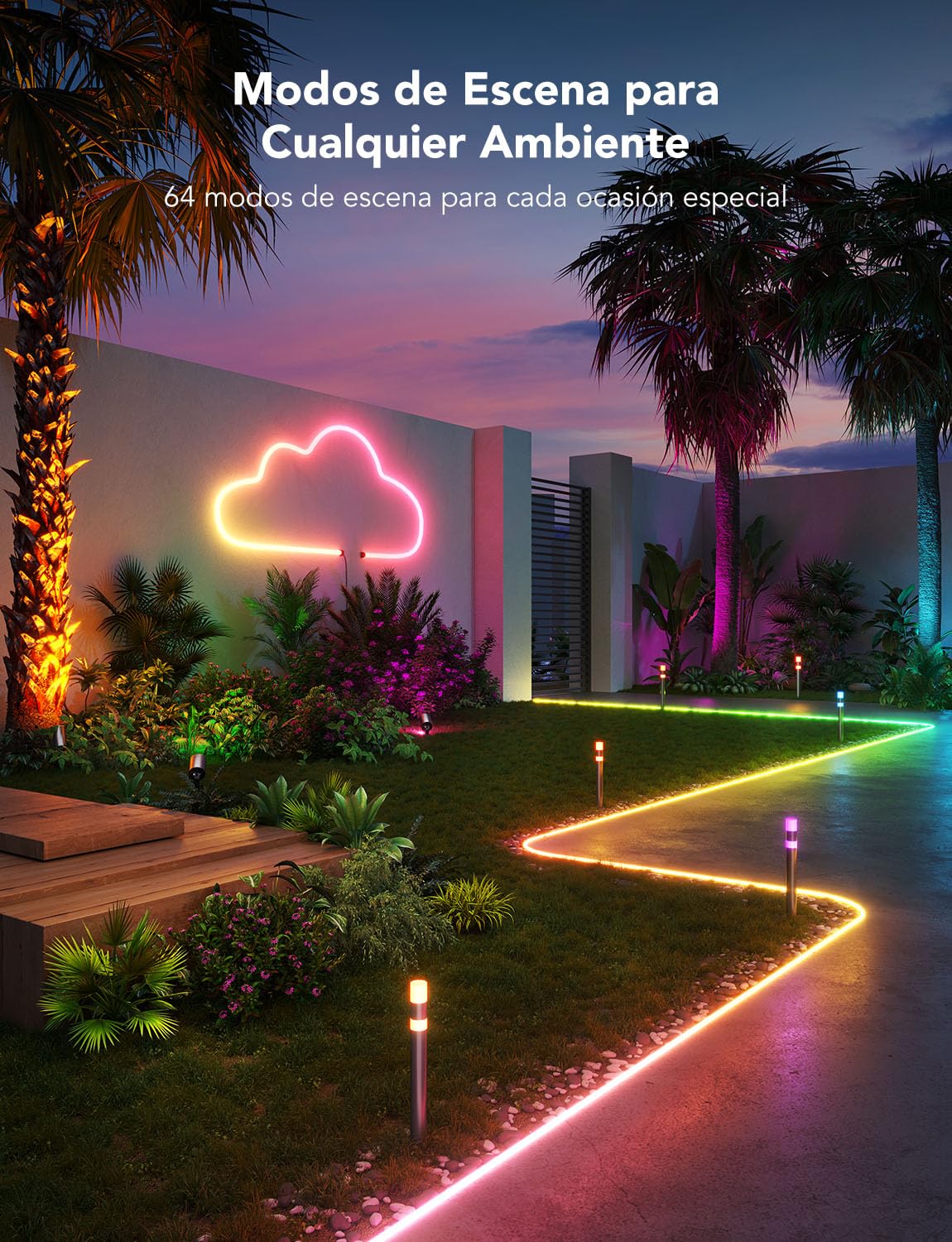 Govee Tira de LED de Neón 10M, RGBICW Tira de LED, App&WiFi Control, IP67 | 16M Colores DIY, 64+ Modos de Escenas, Sync Música, Alexa y Google Assistant, Instal. Fácil, Jardín/Patio/Muros/Camino
