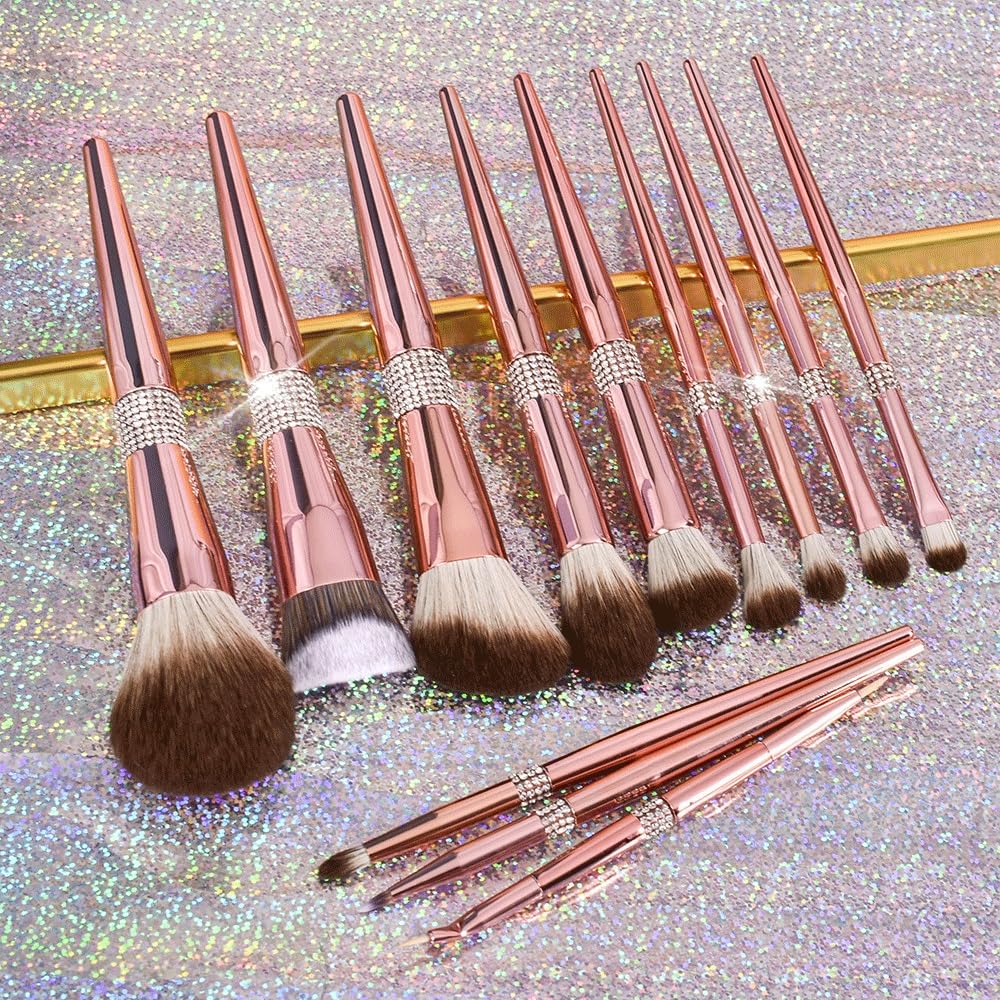 12 Pennelli for trucco for capelli in volpe di neve in oro rosa Set completo pennelli for morbido Pennello for for ombretti