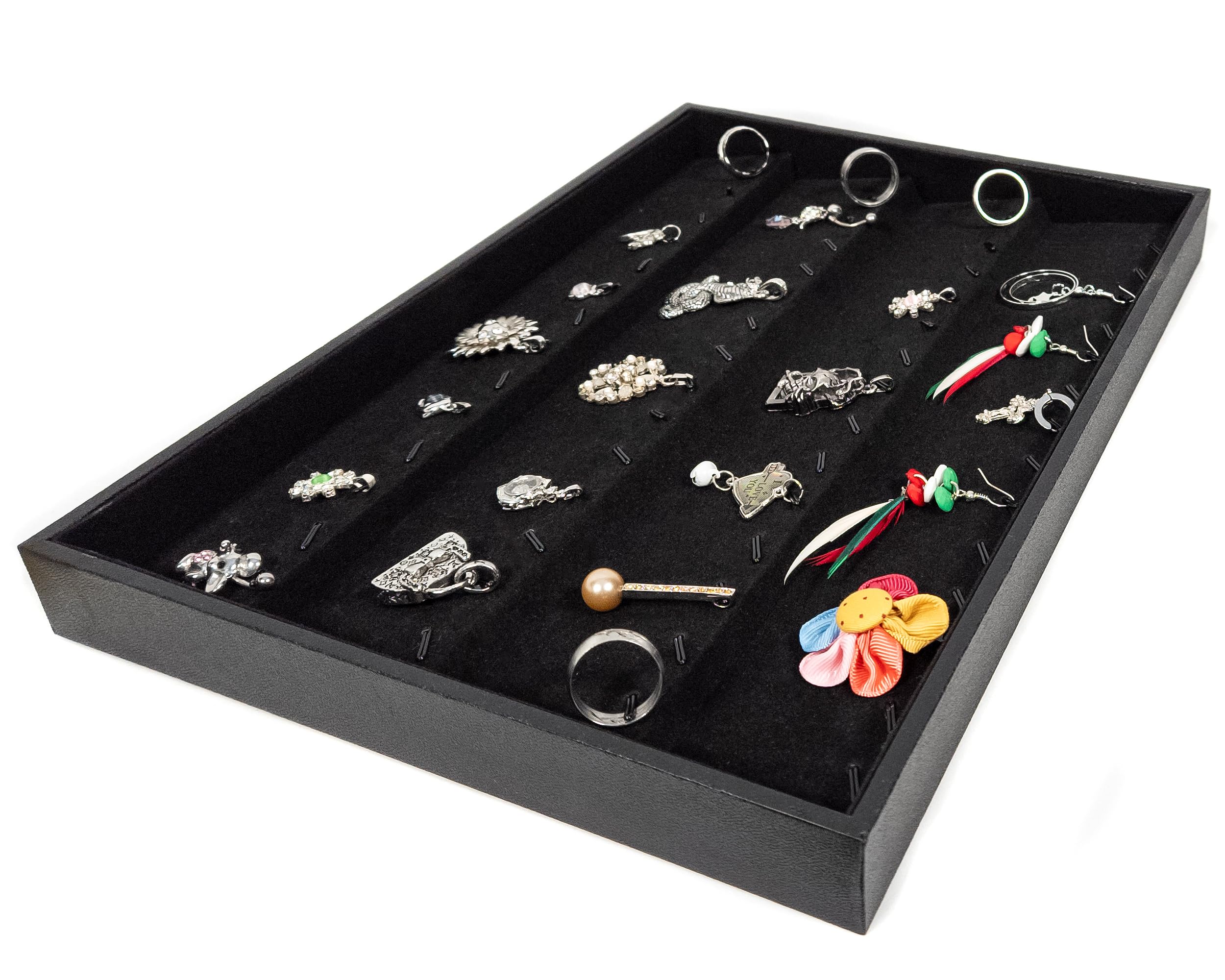 Espositore Per Gioielli Yudu 45 Scomparti - Velluto Nero, Custodia In Ecopelle, Divisorio Rimovibile, Per Ciondoli E Orologi