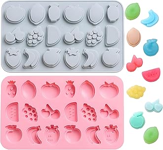 Verdental Fruit Shape Silicone Candy Molds, Non-stick Cake Decoration Mold for Hard Candy, Chocolate, Ice Cubes,Gummy, Caramel, Ganache (2 Pieces)