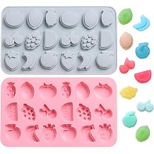 Verdental Fruit Shape Silicone Candy Molds, Non-stick Cake Decoration Mold for Hard Candy, Chocolate, Ice Cubes,Gummy, Caramel, Ganache 2 Pieces