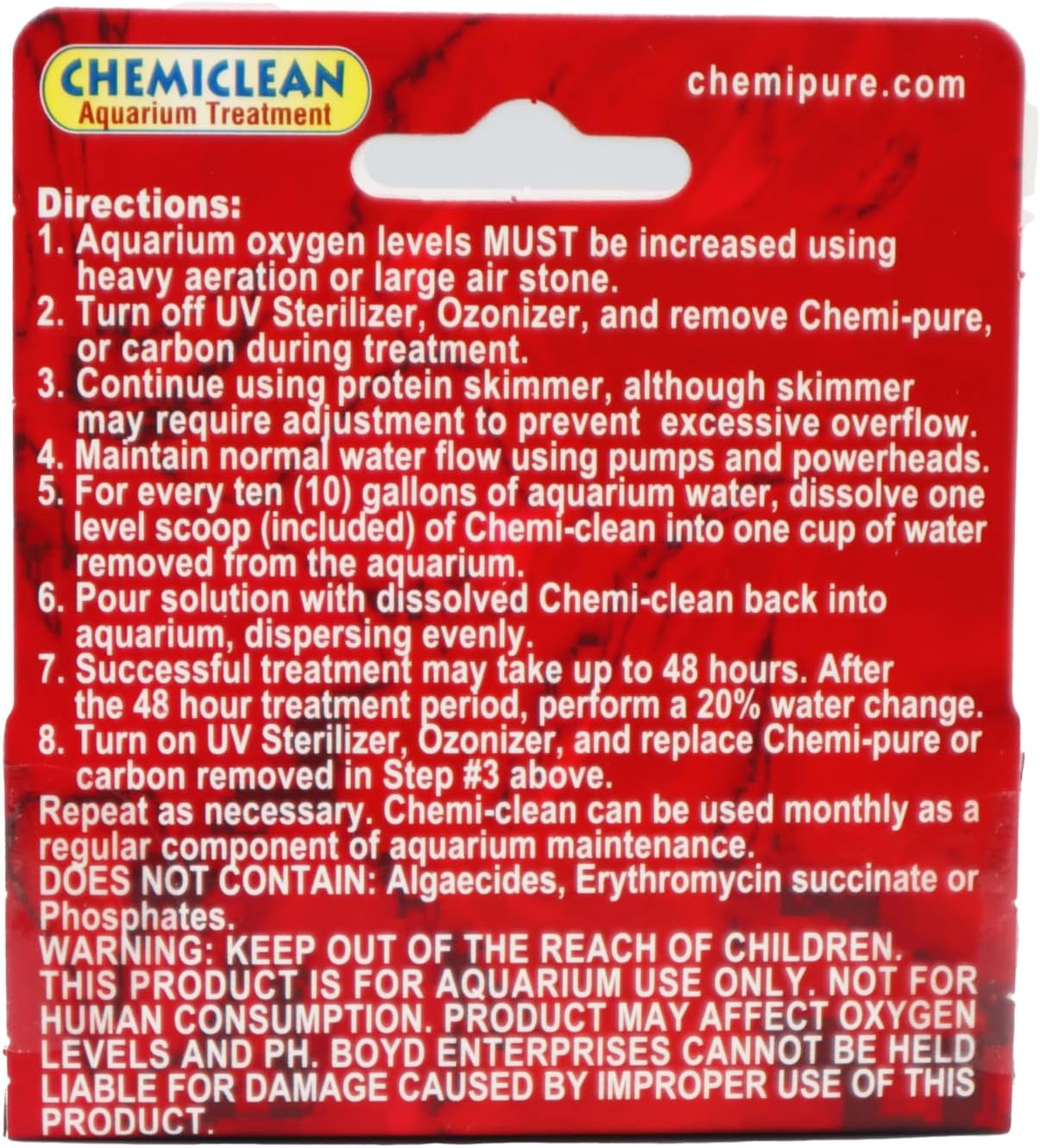 Boyd Chemi-Clean 6g Treats up to 900 Gallons - Effective Chemiclean Cyanobacteria for Marine & Freshwater Aquariums, Safe for Fish, Corals & Invertebrates