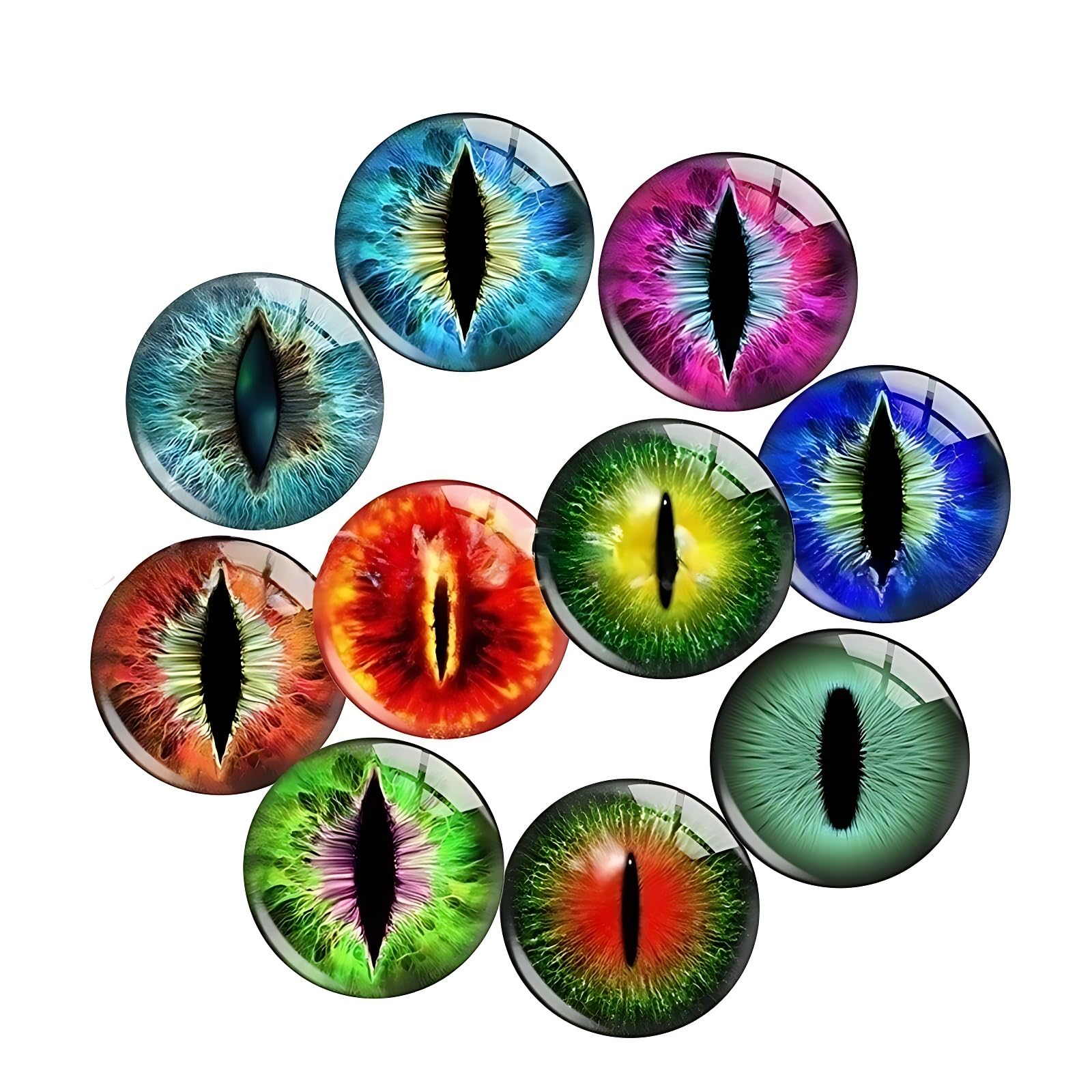 honselia 10 Pairs Glass Eyes for Doll Making, 10mm Animal Eye Cabochons Crafts Doll Props for DIY Jewelry Making