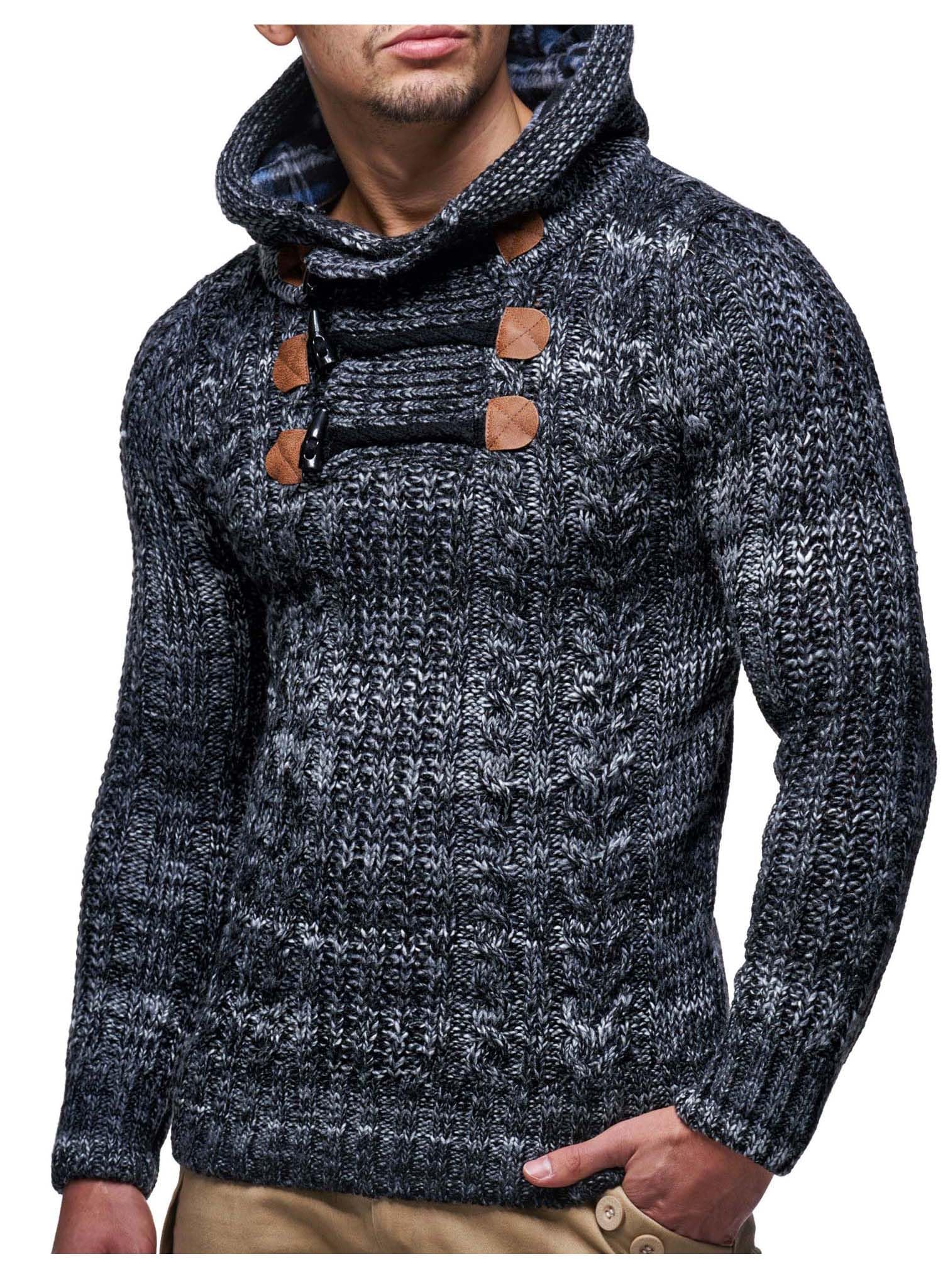 Leif Nelson Maglione con Cappuccio Uomo Felpa a Maglia LN-6004