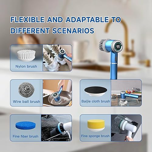 Miniatura 3 de Cepillo eléctrico para baño  Limpiador giratorio recargable para bañera, ducha y azulejos, de mano y fácil de usar.