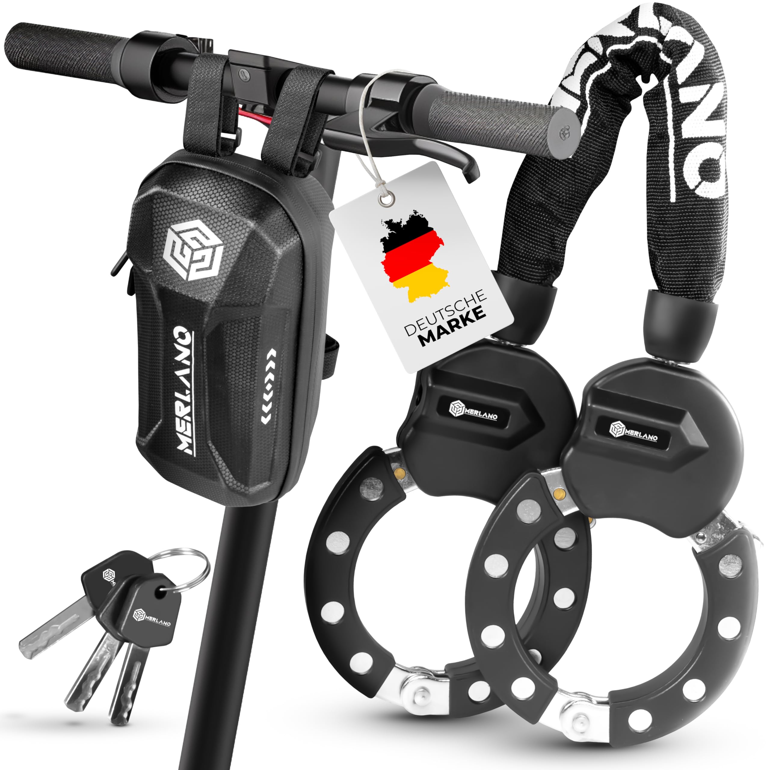 Merlano E Scooter Lock with Bag, Handcuff Lock for E Scooter & Bike, Maximum Security, E Bike Lock, E Scooter Lock