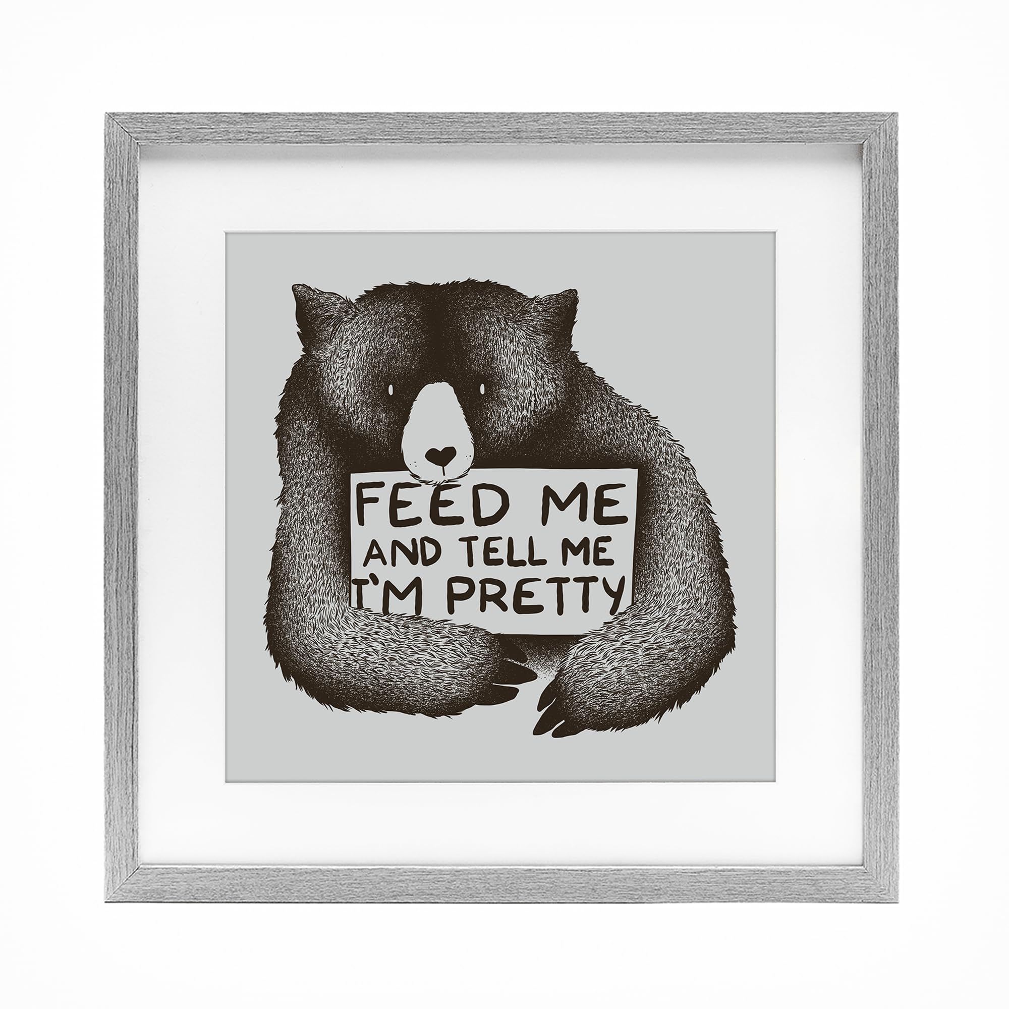Bear Humor Cabin Lodge Quote, 16 x 16 Inch Framed Print Under Glass