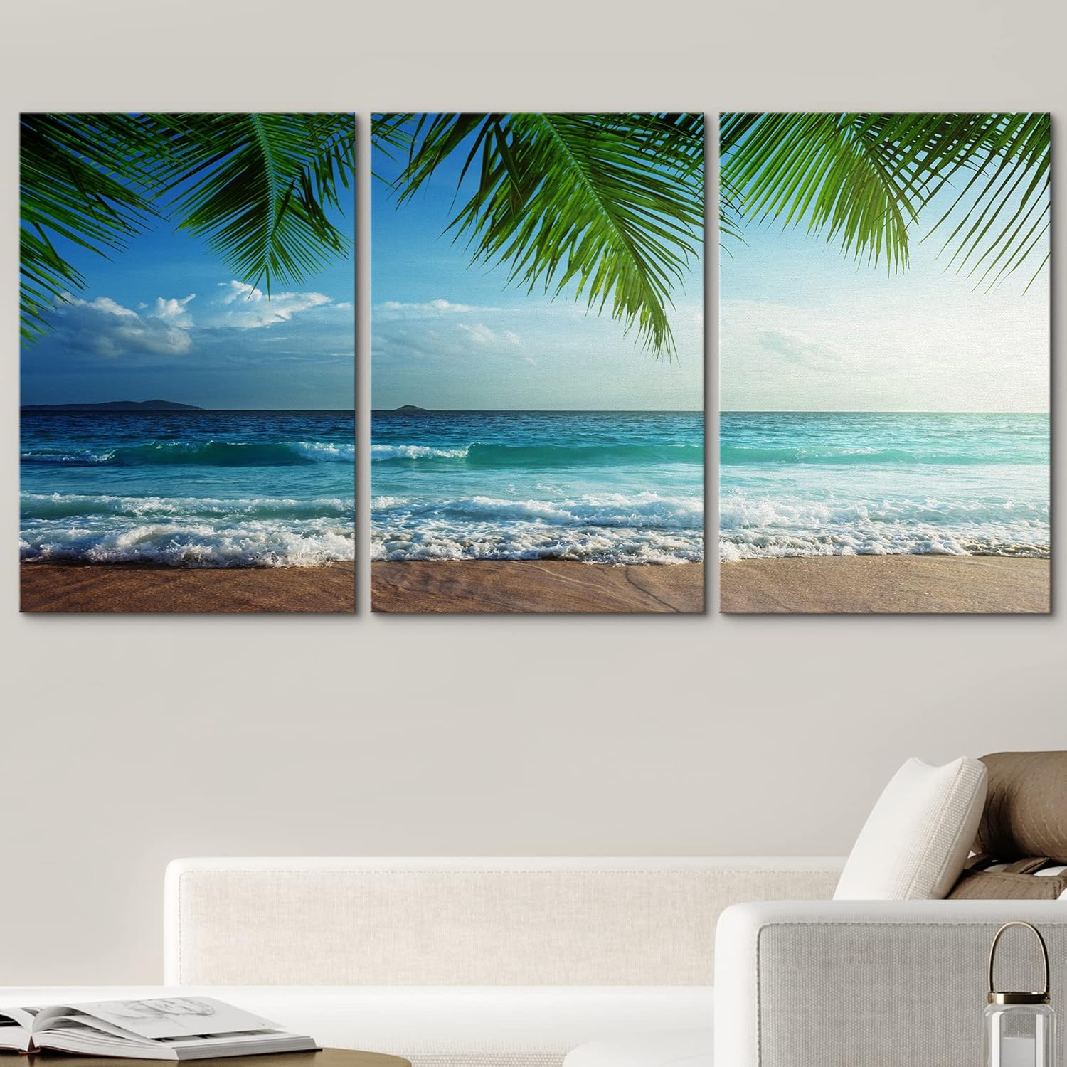 wall26 - Sunset on Seychelles Beach - Canvas Art Wall Art - 16"x24"x3 Panels 24" x 16" x 3 Panels Artwork - Da42