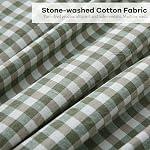 Sage Green White Plaid Ruffle Gingham Sheets Queen Size 4-Piece Set, 300TC 100% Yarn Dyed Cotton Sheets 18 in Deep Pocket Decorative Bedding (Sage Green/White Plaid, Queen)