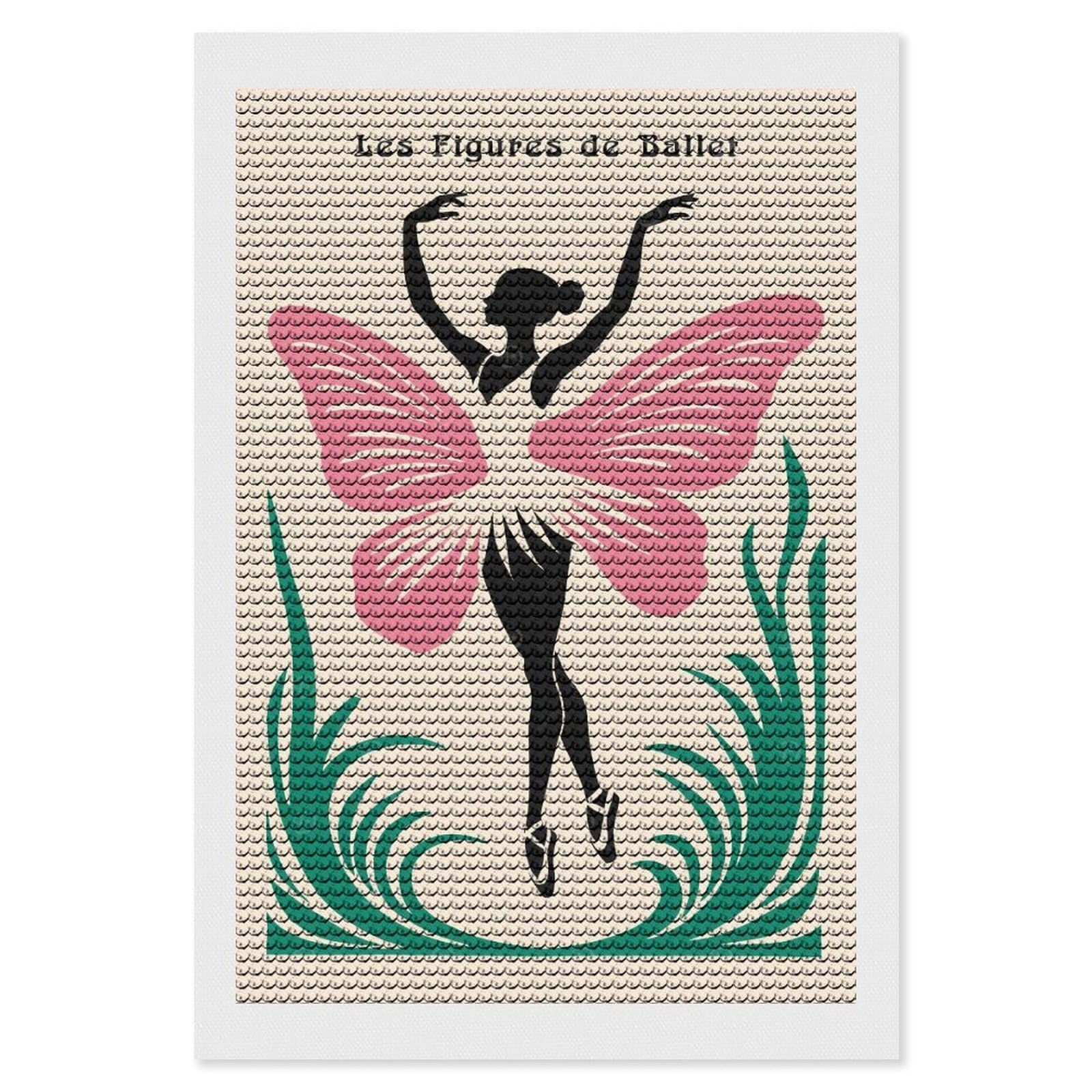 Junmoney Les Figures De Ballet Art Print 5D Diamond Painting Kit 8"x12", Relaxing DIY, Mindful Craft Project, Full Kit Included, Thoughtful Present