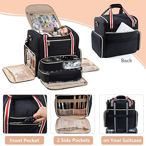 Miniatura 4 de Organizador grande de esmalte de uñas con capacidad para 80 botellas (0.5 fl oz - 0.5 onzas líquidas) con 3 estuches de esmalte de uñas extraíbles,