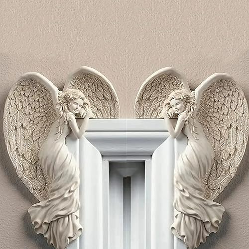 Miniatura 1 de 1 par de marcos de puerta, escultura de alas de ángel, decoración de marcos de puerta de ángeles, estatua 3D, decoración de pared para el hogar,
