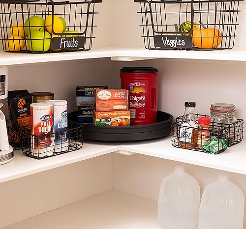 Miniatura 8 de BIRDROCK HOME 4 cestas de alambre anidadas, color negro, cesta de organización para cajones de cocina, despensa o armario, contenedores apilables de