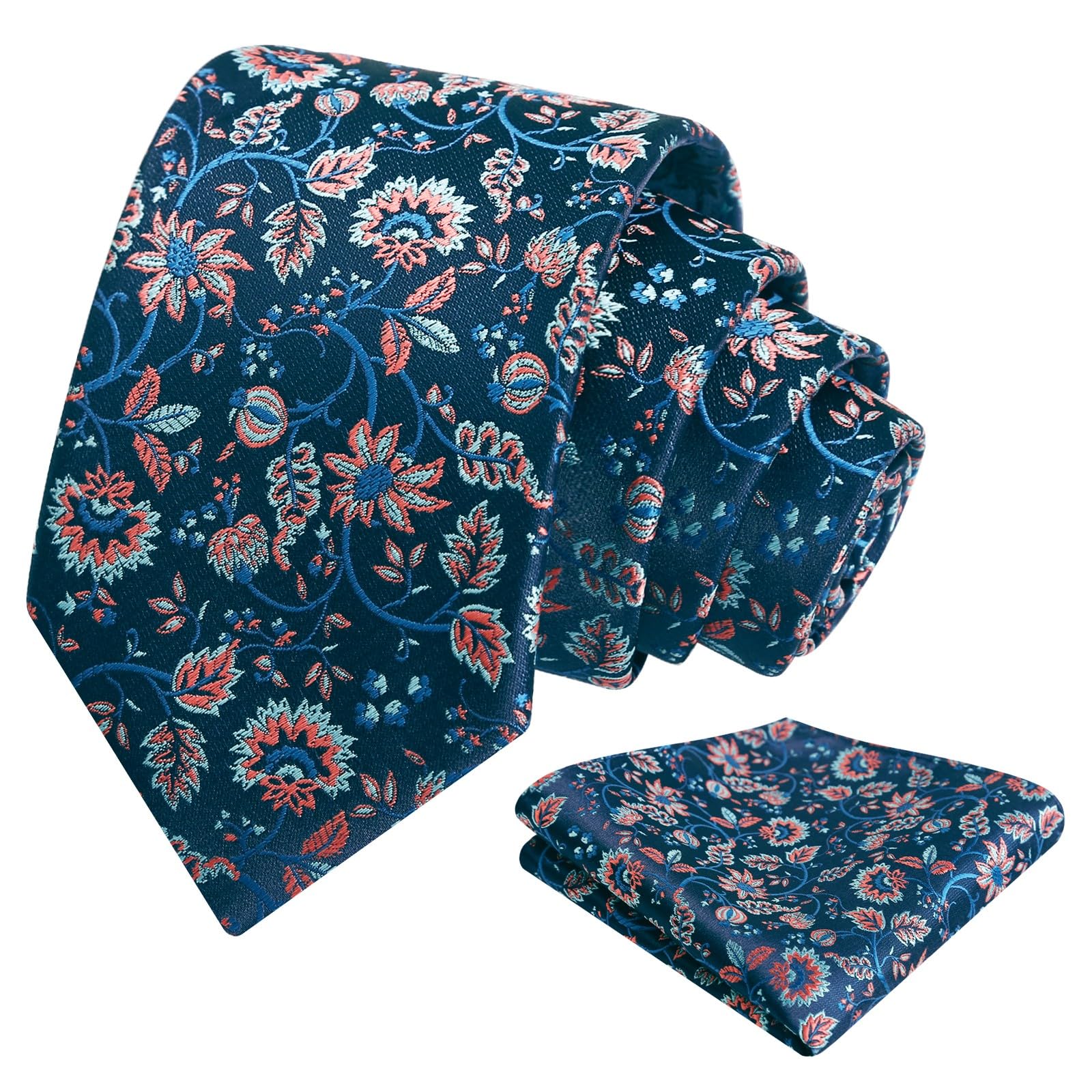 Alizeal Mens 3.15inches Leaf Flower Pattern Tie Set