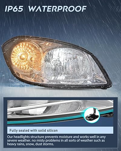 Miniatura 4 de Nilight Conjunto de faros delanteros para Chevy Cobalt 2005 2006 2007 2008 2009 2010 Pontiac Pickup Truck Reemplazo de faros delanteros cromados
