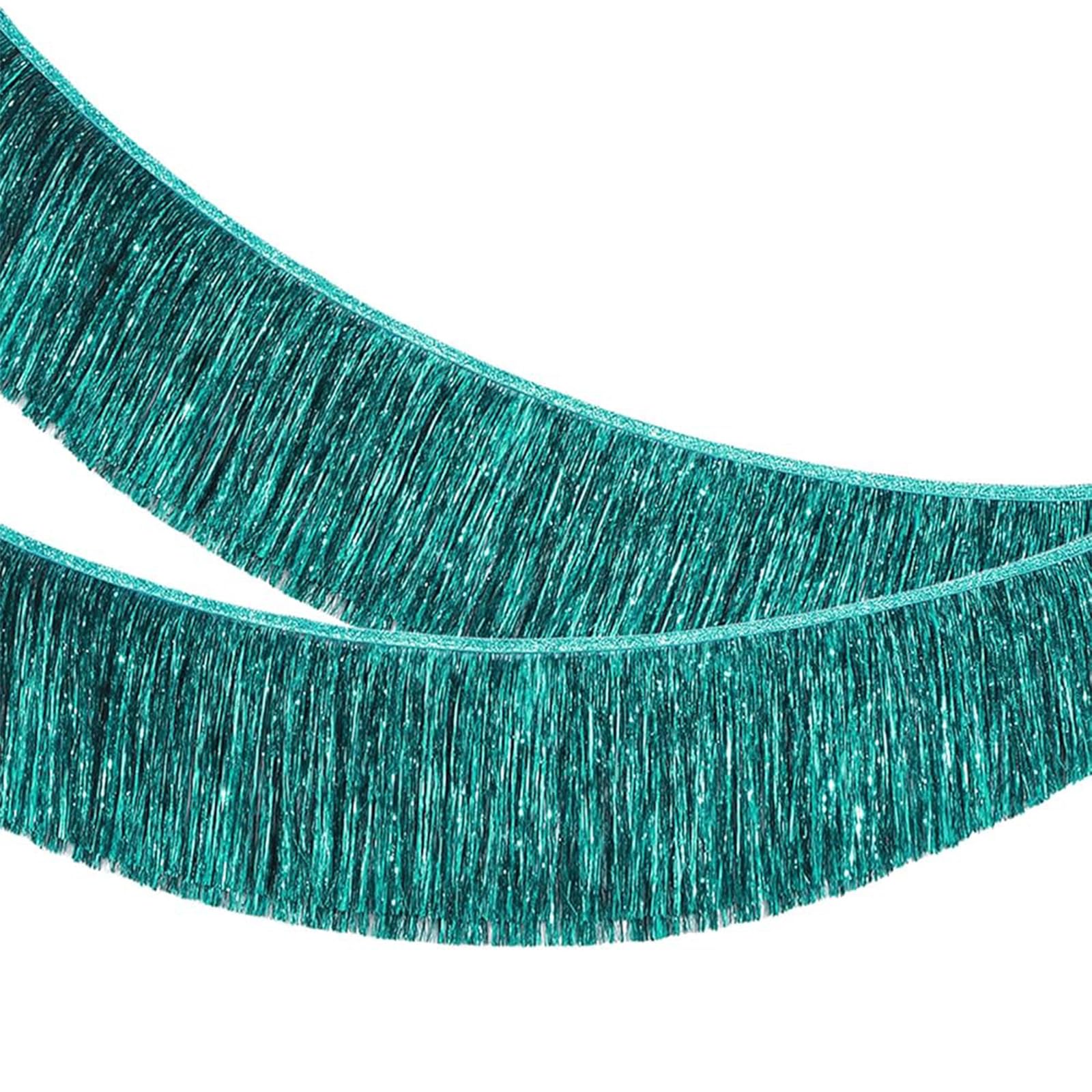 AURALIN Lake Blue Tinsel Fringe Garland 2 Pack 2 m x 20 cm Foil Streamers