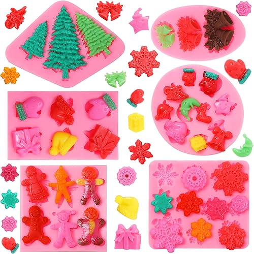 Moldes de silicona para fondant de Navidad, lindo árbol de Navidad, Papá Noel, oso amoroso, alce, muñeco de nieve, invierno, congelado, fiesta,