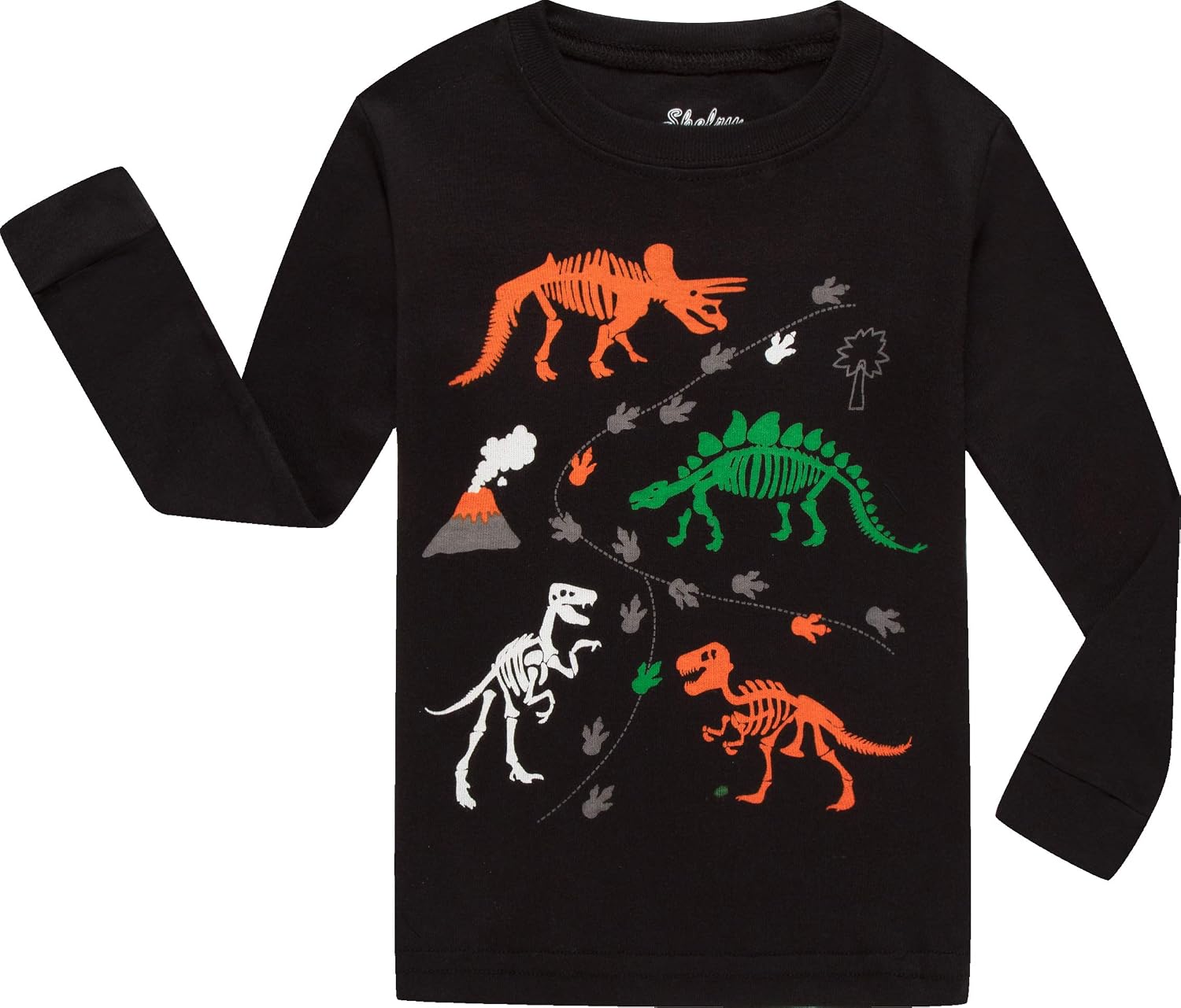 Boys Dinosaur Pajamas Glow In The Dark Pjs Toddler Sleepwear Children Cotton 2 PCs Clothes