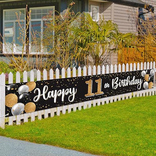 Vista 119 de Cartel de feliz cumpleaños 25 negro y dorado para patio, cartel de felicitación a 25 años de edad, telón de fondo fotoprop para el hogar, decoración