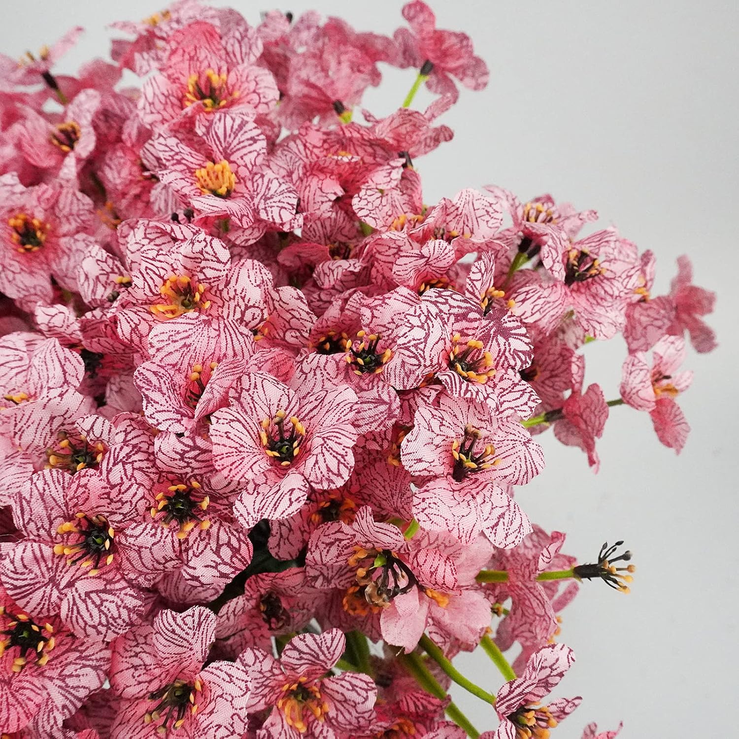 Uieke 72 Bundles Artificial Flowers for Outdoors UV Resistant Fake Silk Flowers No Fade Greenery Shrubs Plants for Outside Planter Home Garden Porch Window Box Spring Summer Décor (Pink)