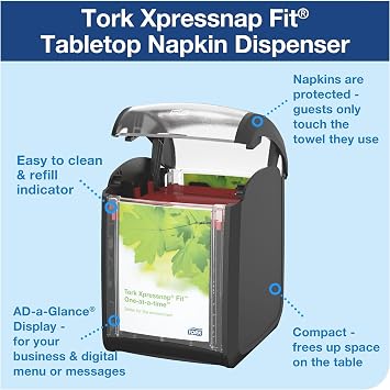Tork Xpressnap Fit Tabletop Napkin Dispenser Black N14, 7232001