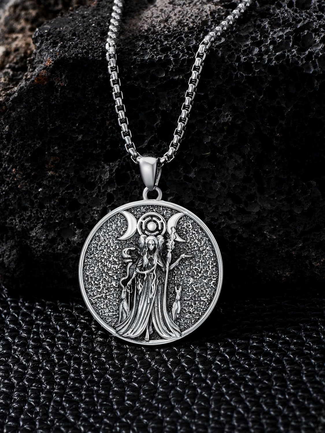 925 Sterling Silver Hecate/Lilith/Medusa/Star of David/Tetragrammaton Necklace Pendant Pagan Wiccan Magic Egyptian Amulet Jewelry for Men Women - Image 6