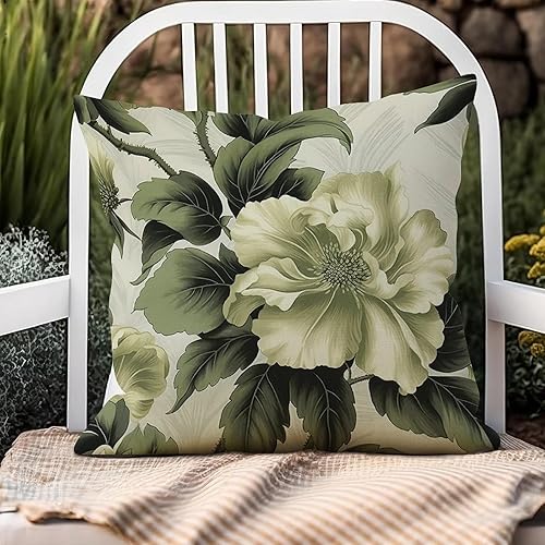 Miniatura 4 de Green White Chinoiserie Floral Throw Pillowcase Dynasty Pillowcase 24x24in Decorative Pillow Home Cotton Linen Elegant Cushion Cases for Couch Sofa