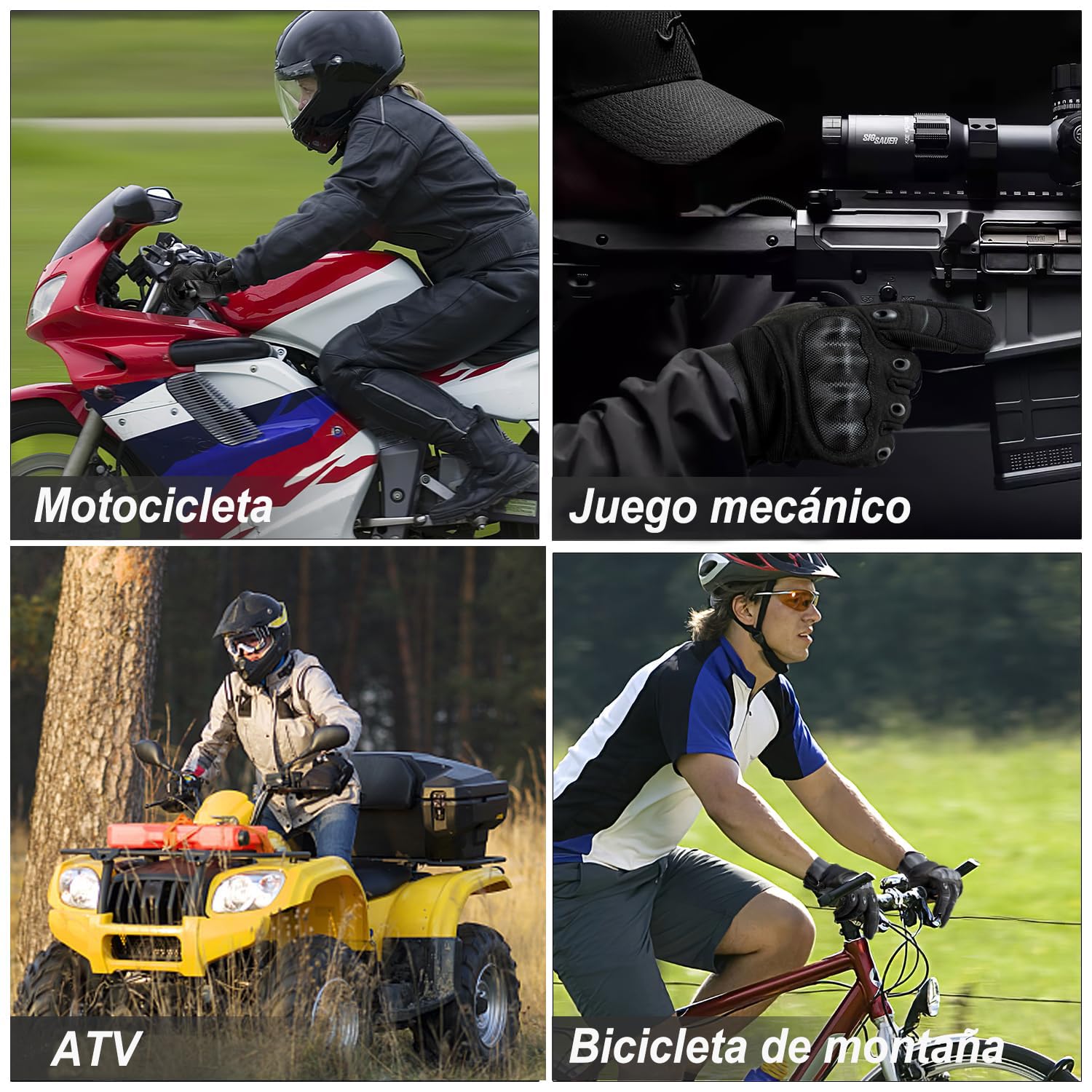 Guantes de Moto para Hombre, Guante de Verano para Pantalla Táctil con Nudillos Duros, Guantes Protectores para Airsoft Motocross Scooter Ciclomotores ATV Paitball Bicicleta de Montaña