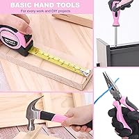 Vista 6 de FASTPRO Juego de herramientas rosa de 160 piezas con taladro inalámbrico de iones de litio de 12 V, kit de herramientas de reparación para el hogar